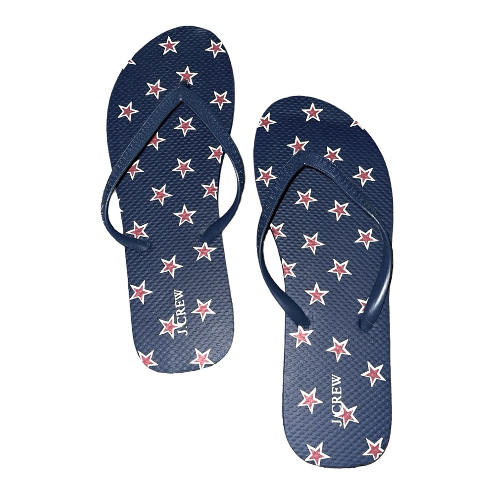 J. Crew Patriotic Star Print Skinny Classic Flip Flops Size 7/8